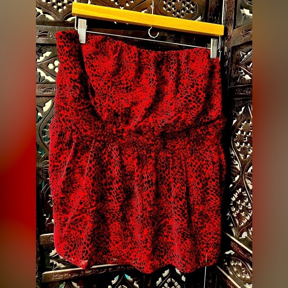 LANE BRYANT Red Leopard Print Strapless Top Size 20